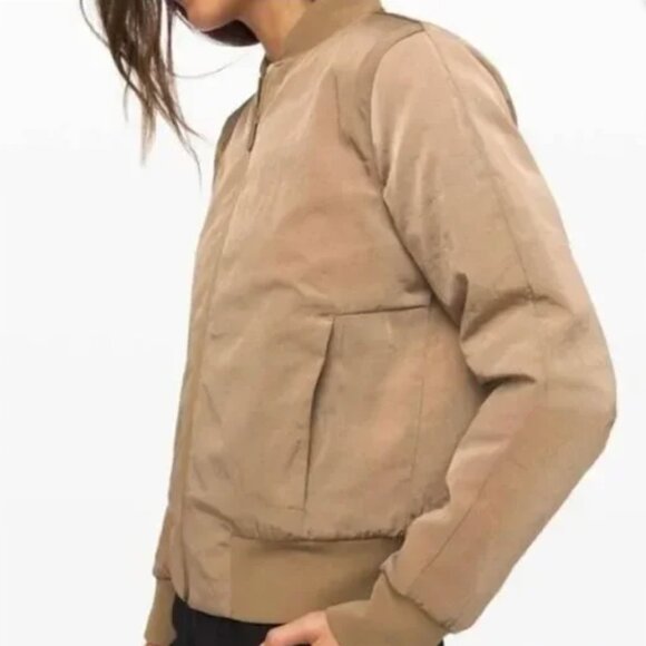 Lululemon Reversible Insulated Non-Stop Cotton Bomber Jacket Artifact brown sz 4 - Picture 6 of 15